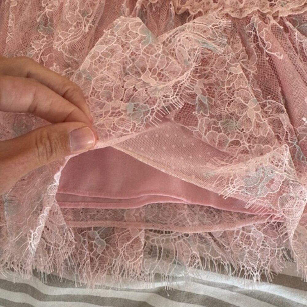LoveShackFancy Galilea Chantilly Lace Mini Dress  $495.00 2 - Picture 8 of 11